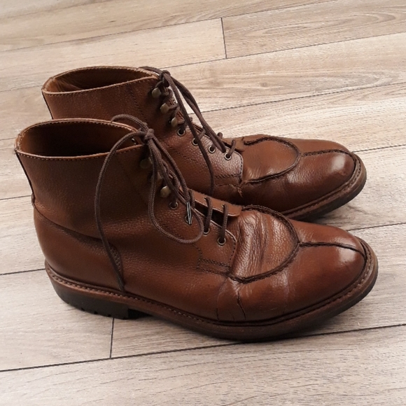 GRENSON Goodyear Brown Leather Sz 11 G Mens Lace Up Split Toe Boots - Picture 4 of 12